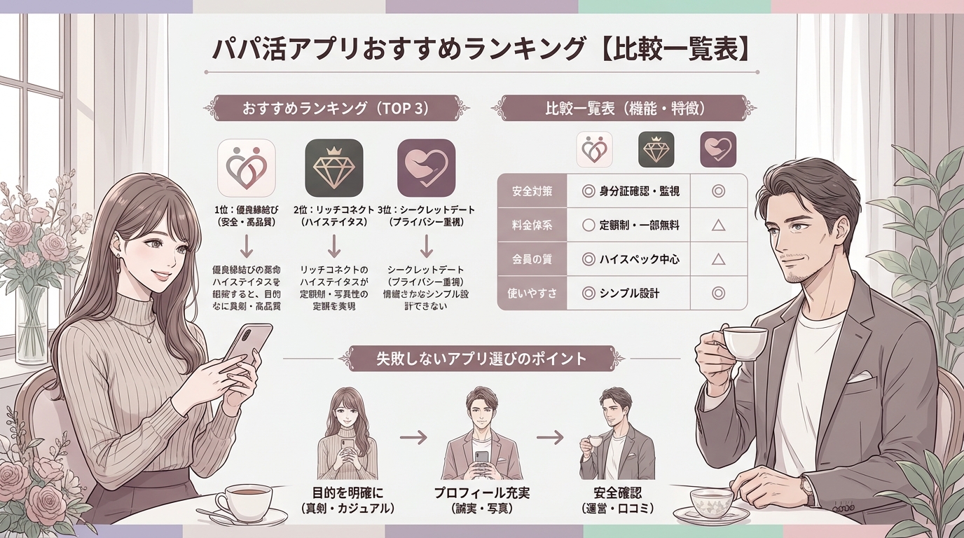 パパ活アプリおすすめランキング【比較一覧表】